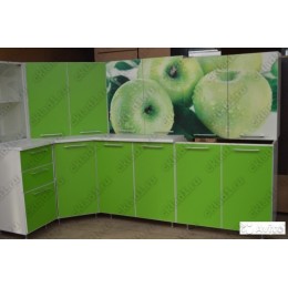 Кухня Яблоко/зеленая угловая 3,7 м (2,45*1,25 м)